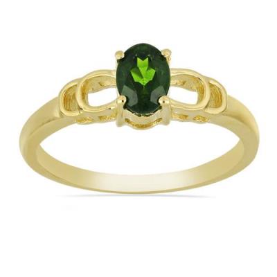 BUY REAL CHROME DIOPSIDE GEMSTONE GOLD PLATED RING IN 925 SILVER